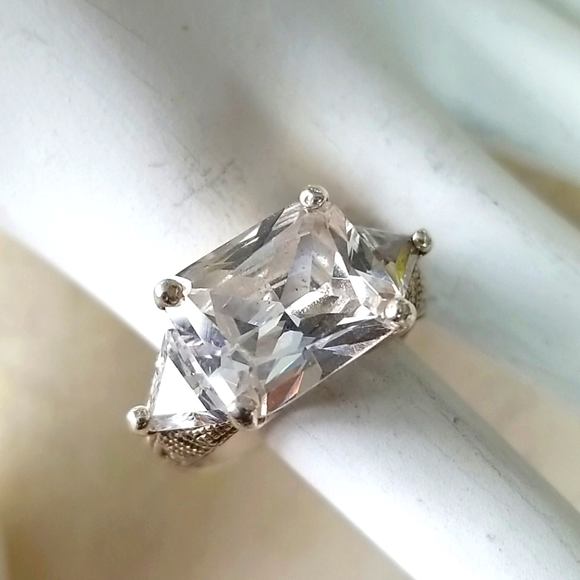 Vintage Cubic Zirconia Engagement Ring Sterling Silver 925 SZ 6 - Picture 10 of 16